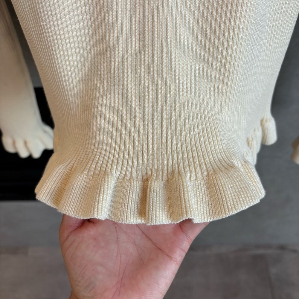 NWOT The Workshop Ruffled‎ Ribbed Knit Top, Size L - Picture 7 of 12